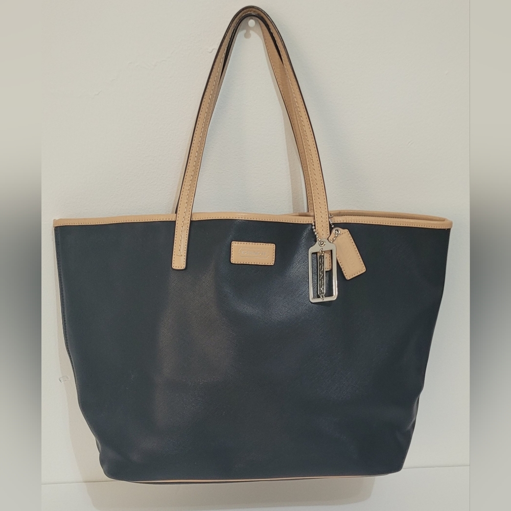 Coach Metro Saffiano Leather Black Large Tote Bag